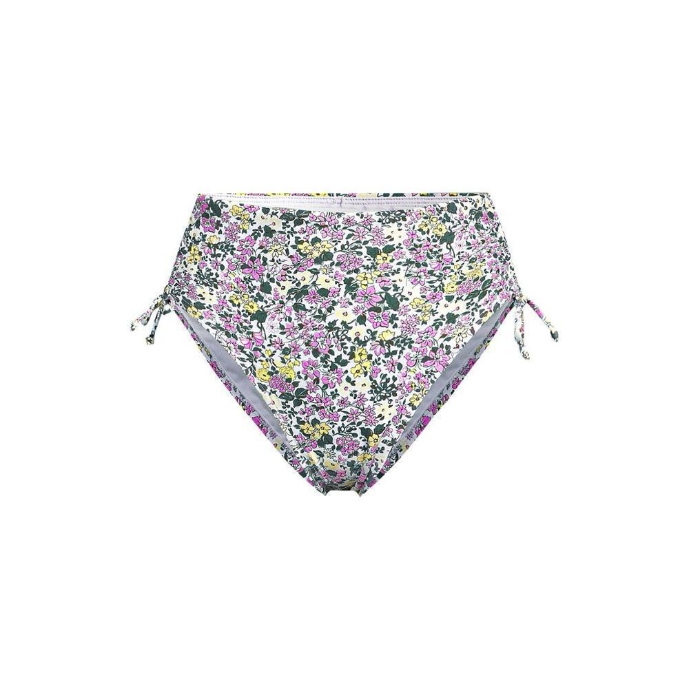 Land's End Adjustable high leg waist bikini swim bottom white multi Ditsy floral